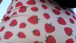 Crossdresser walks through the forest