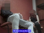 Girl gives blowjob to guy at reception. 6/16