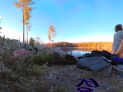 Sex on a reindeer skin next to a forest lake - RosenlundX - VR 360 - 5,7k 30fps 10/16