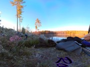 Sex on a reindeer skin next to a forest lake - RosenlundX - VR 360 - 5,7k 30fps 12/16