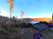 Sex on a reindeer skin next to a forest lake - RosenlundX - VR 360 - 5,7k 30fps 13/16