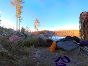 Sex on a reindeer skin next to a forest lake - RosenlundX - VR 360 - 5,7k 30fps 16/16