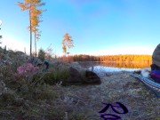Sex on a reindeer skin next to a forest lake - RosenlundX - VR 360 - 5,7k 30fps 4/16