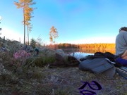 Sex on a reindeer skin next to a forest lake - RosenlundX - VR 360 - 5,7k 30fps 6/16