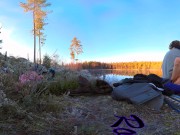 Sex on a reindeer skin next to a forest lake - RosenlundX - VR 360 - 5,7k 30fps 9/16
