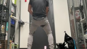 Back view self piss