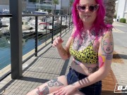 BJRAW Tattooed pink haired hottie Lady Lazarus deepthroats a big dick 2/16