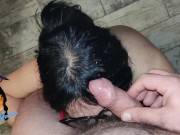 Big tits slut mom gag on big dick taking piss pn face while smoking cigarette, ending in big facial 15/16