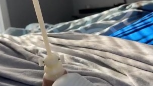 Cumming in foreskin using vibrater