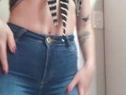 no panties, latina changing her tights 7/16