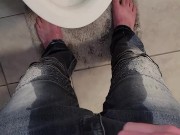Trying to make it to the toilet before losing control and soaking my favorite skinny jeans POV 12/16