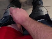 Trying to make it to the toilet before losing control and soaking my favorite skinny jeans POV 13/16