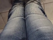 Trying to make it to the toilet before losing control and soaking my favorite skinny jeans POV 8/16