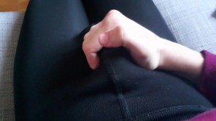 Cute boy cums in his super tight leggings