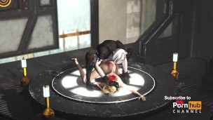 Hot sex in the sci-fi-lab. A sexy girl gets fucked by an android monster