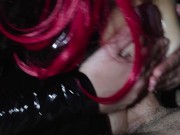 Latex milf plays with my cock between her oiled tits until I cum 7/16