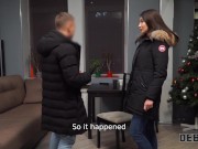 DEBT4k. Bank employee drills dazzling brunette in her own apartment 5/16