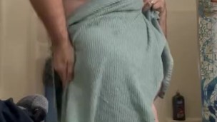 Drying off and finger fucking my tight butthole