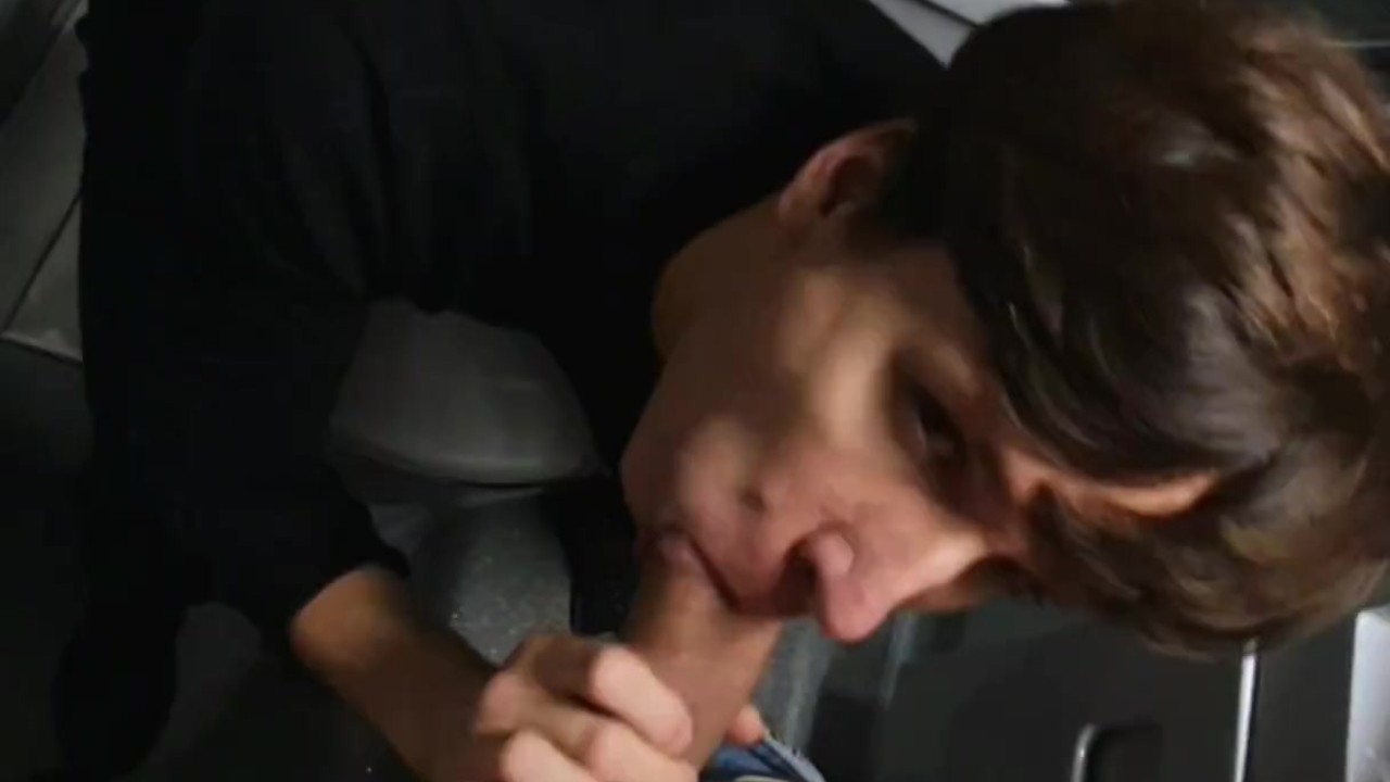 Twink sucks a stranger from the grinder in the train toilet, cums in his mouth and swallows cum - RedTube
