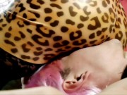 Dominatrix Nika sits her latex booty on the face of a fenized sissy man. Ass worship. 6/16