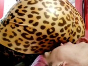 Dominatrix Nika sits her latex booty on the face of a fenized sissy man. Ass worship. 7/16