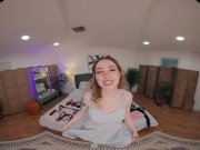 Adorable blonde masturbates in lingerie in virtual reality 2/16