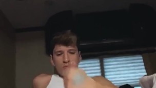 Sexy twink jerking off showing hole