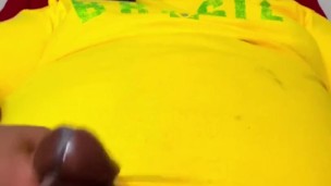 SsecnirpNailati in a yellow Brazil Soccer Shirt