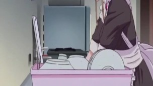 Maid masturbates hard as her boss watches