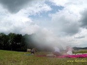 Petite Babysitter Party Outdoor for Stretching and Yoga without Underwear showing pussy and ass 3/16