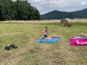 Petite Babysitter Party Outdoor for Stretching and Yoga without Underwear showing pussy and ass 5/16