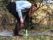 Jenny shows her pussy and plays with dildo in the real public park 7/16