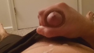 Quick cumshot on stomach