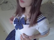 妹の友達が遊びに来た♡セーラー服で秘密のオナニー観察(足ピン)언니의 친구가 방문했습니다. ♡제복을 입고 자위하기 3/16