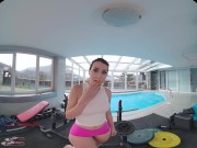 Redhead Charlie Red getting face fucked and drilled until final cumshot in this VR Porn experience 3/16