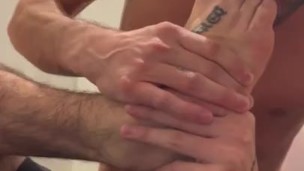 sucking my smelly toes at the gym 