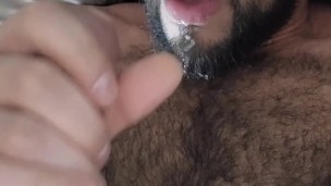 Hairy College Hunk Self Facial Cumshot