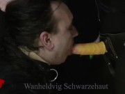 Fuck machine for anal slave. Dominatrix Nika fucked a slave in her mouth with a strapon 8/16