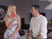 DADDY4K. Beauty with saggy tits cheats on resting BF with his excited dad 4/16