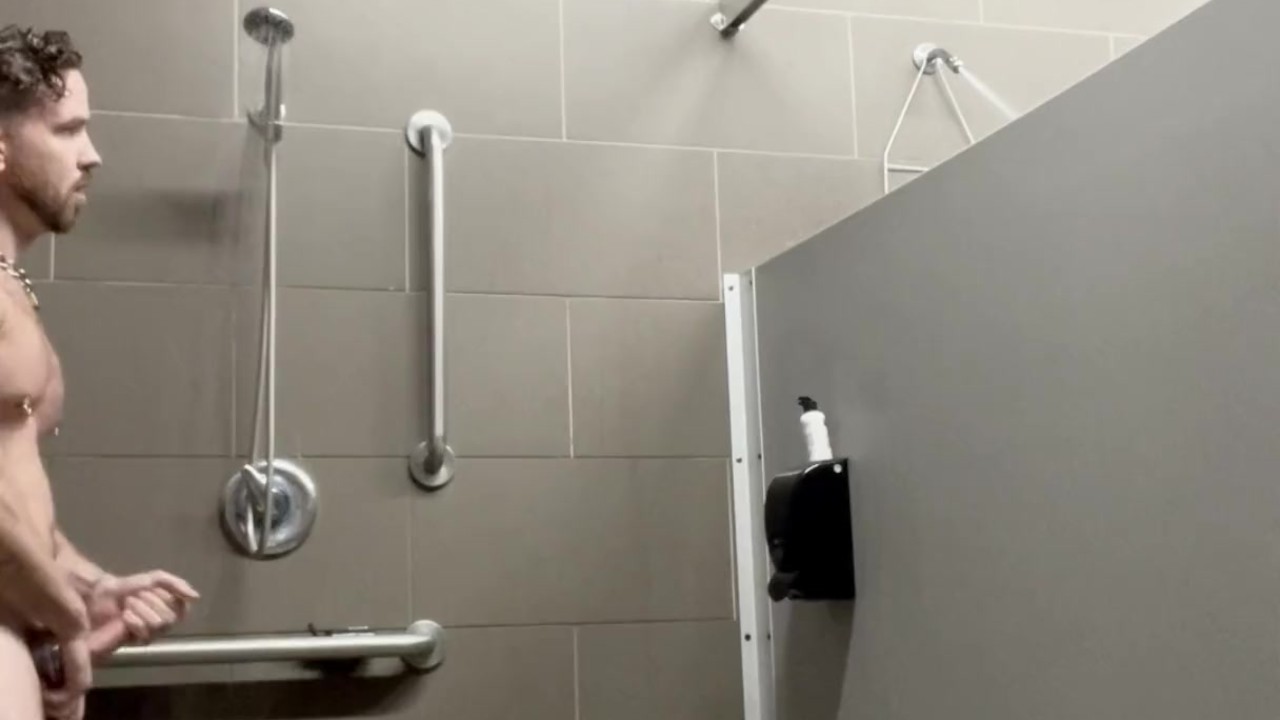 Risky Stud Gets Another to Join in Public Shower Jerkoff - Free Sex Video - RedTube