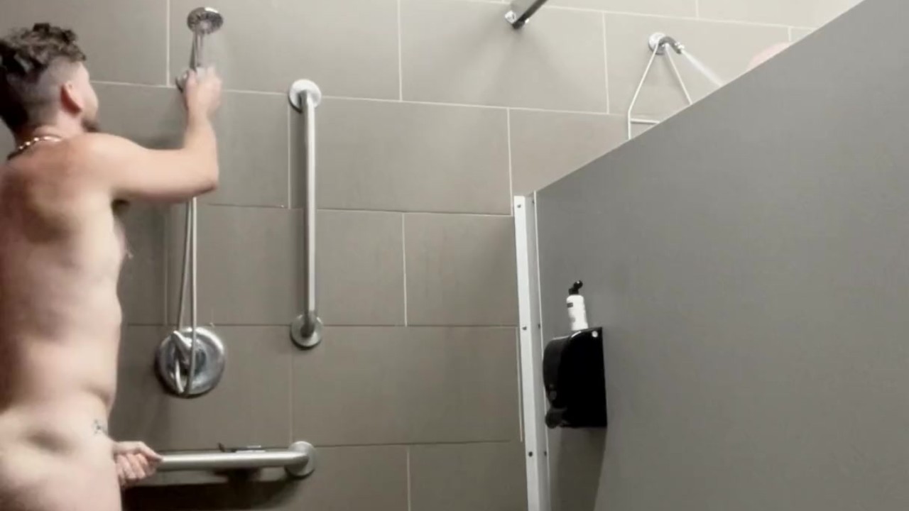Risky Stud Gets Another to Join in Public Shower Jerkoff - Free Sex Video - RedTube