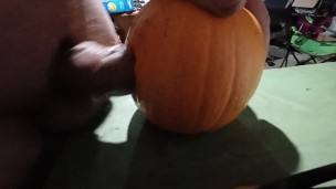 Pumpkin Fucking, Solo Male Fucks Pumpkin Until He Cums With Throbbing Cock