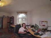 Naughty girl Lady Lyne shows her natural big tits before assfucked and ass creampied in Virtual Reality 3/16