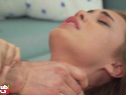 FAKEhub - Super cute 18 year old teen pranks college room mate and gets a deep big cock creampie