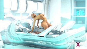 Super alien sex in the sci-fi lab. Futa alien plays with a young hottie