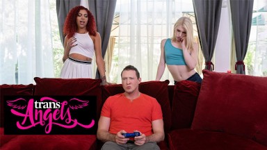 Trans Angels - Pierce Paris Plays Games While Izzy Wilde & Rubi Maxim Masturbate Behind His Back