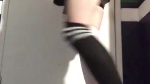 Cute femboy strips for the camera