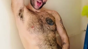 Stroking my big daddy cock while showering after a workout at the gym teaser