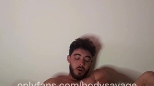 hot guy cums on top while moaning with rolling eyes