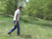 Hairy flexi teen gets caught masturbating in forest and gets fucked rough 2/16